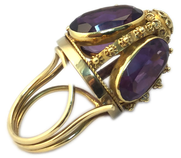 Antique Amethyst, Diamond & Gold Ring - Image 3