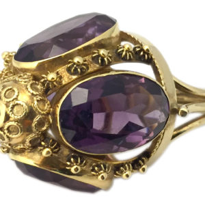 Antique Amethyst, Diamond & Gold Ring