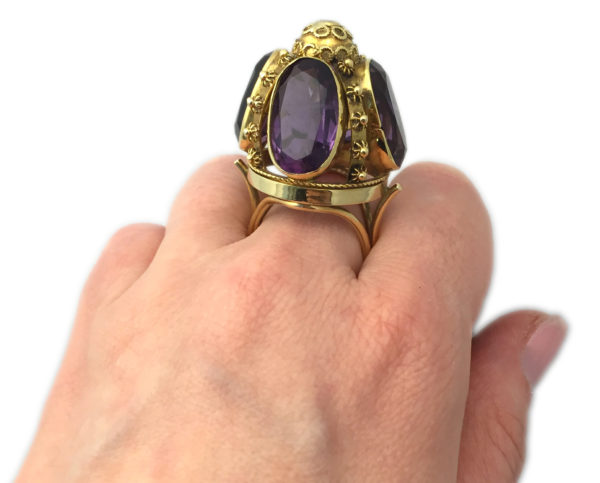 Antique Amethyst, Diamond & Gold Ring - Image 4