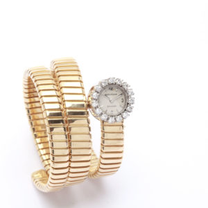 Bulgari Tubogas Bracelet-Watch with Diamonds