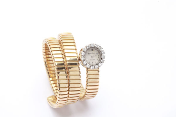 Bulgari Tubogas Bracelet-Watch with Diamonds