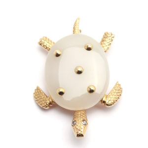 Cartier Chalcedony & Gold Turtle Pin