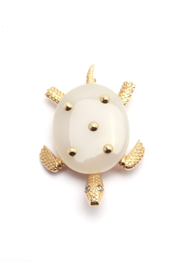 Cartier Chalcedony & Gold Turtle Pin