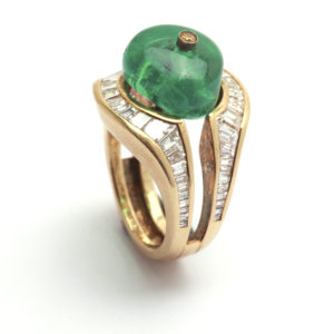 Emerald Bead & Diamond Cocktail Ring