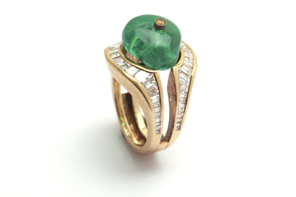 Emerald Bead & Diamond Cocktail Ring