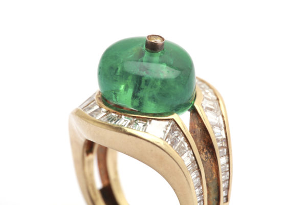 Emerald Bead & Diamond Cocktail Ring - Image 3