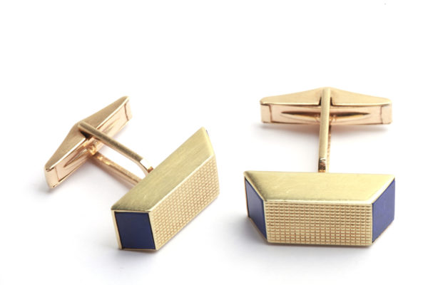 Geometrical Lapis & Gold Cufflinks
