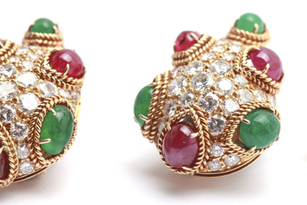 Van Cleef Emeralds, Rubies & Diamond Ear Clips - Image 2