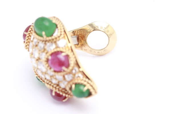 Van Cleef Emeralds, Rubies & Diamond Ear Clips - Image 3