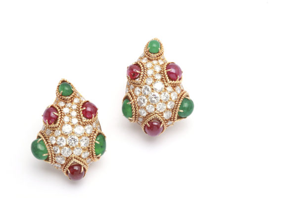 Van Cleef Emeralds, Rubies & Diamond Ear Clips - Image 4