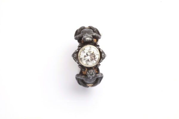 Antique Whimsical Diamond, Gold & Silver Ring - Image 2