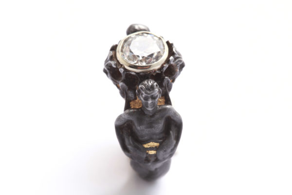 Antique Whimsical Diamond, Gold & Silver Ring - Image 3