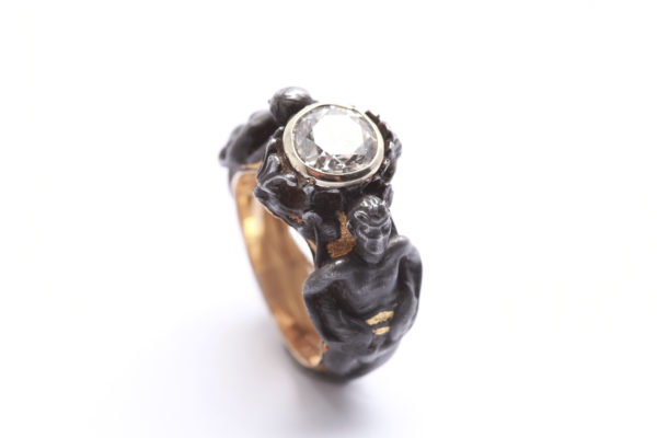 Antique Whimsical Diamond, Gold & Silver Ring