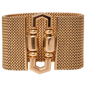 Large Chic Retro Italian Gold Buckle Bracelet