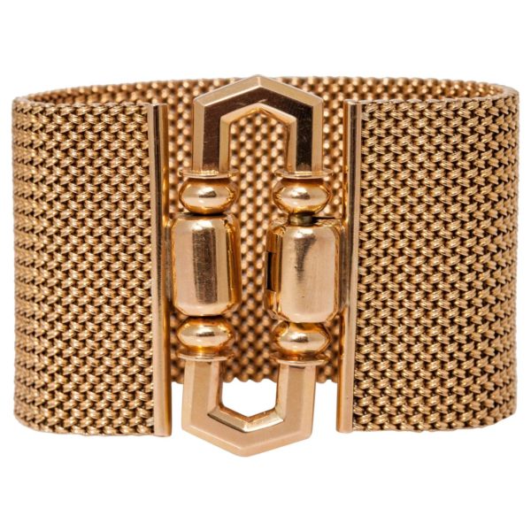Large Chic Retro Italian Gold Buckle Bracelet