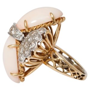 Coral Diamond Cocktail Ring