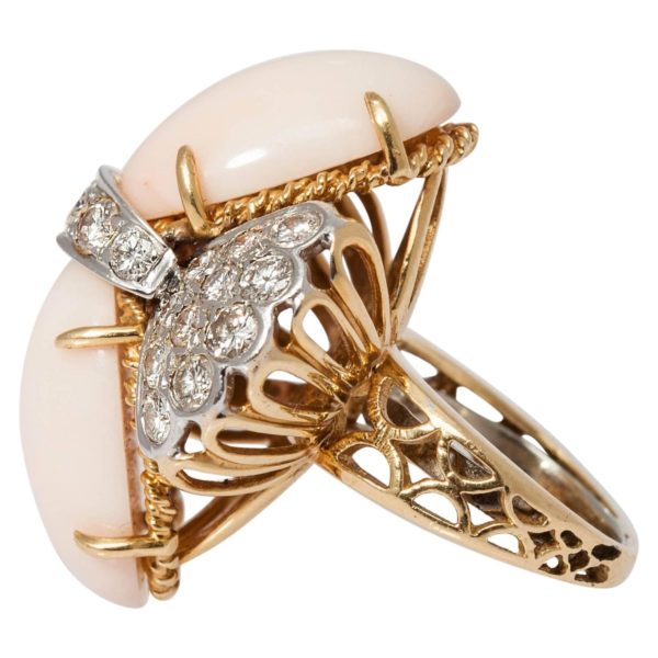 Coral Diamond Cocktail Ring
