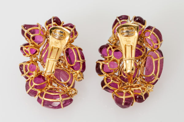 1970s Bold Tourmaline & Diamond Cluster Ear Clips - Image 2