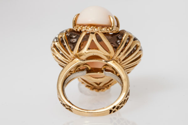 Coral Diamond Cocktail Ring - Image 2