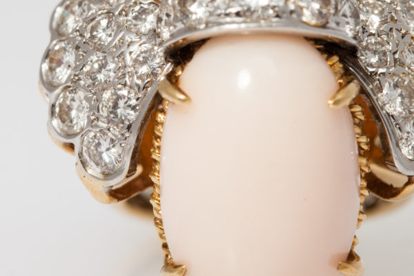 Coral Diamond Cocktail Ring - Image 3