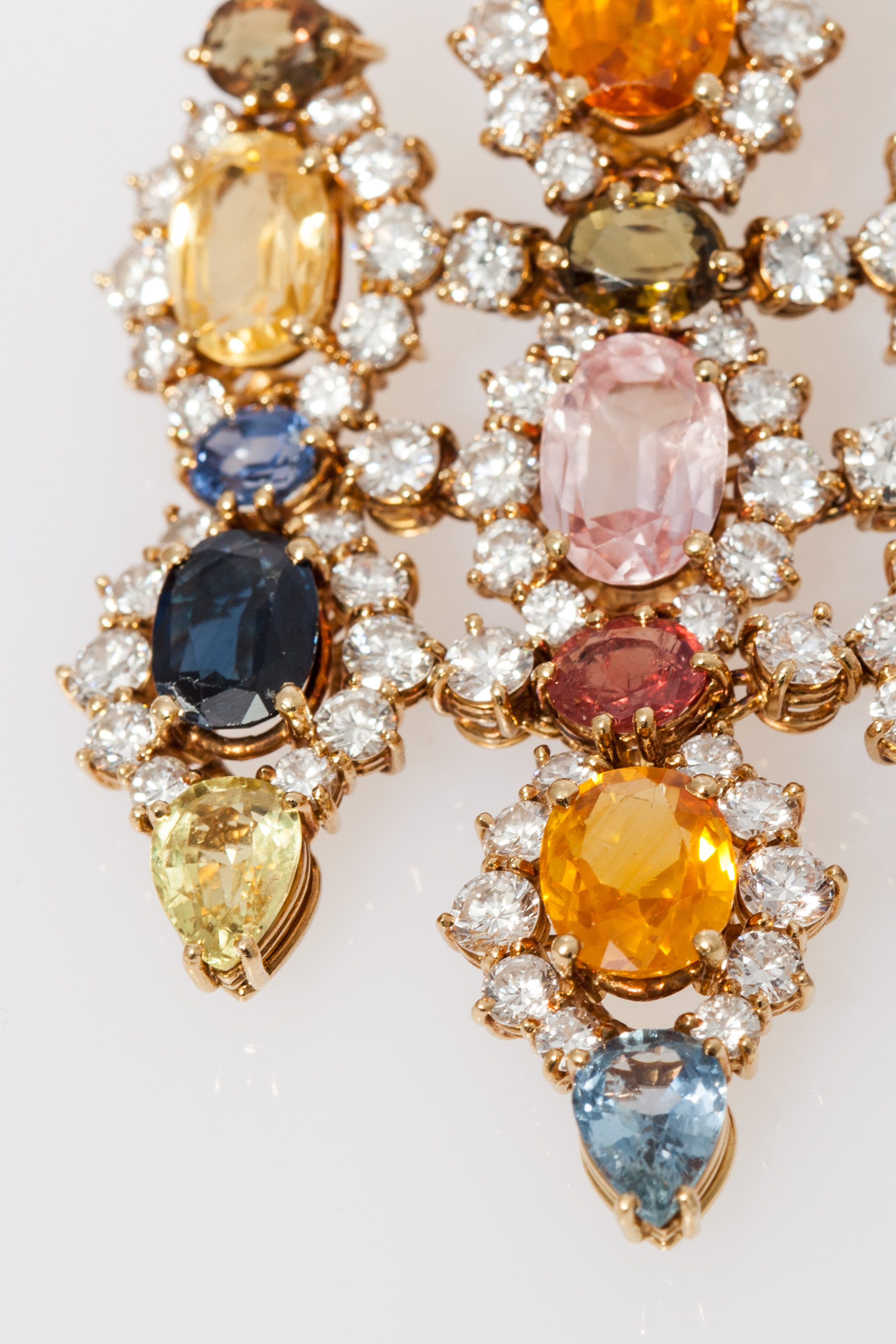 Spectacular Multicolor Sapphires Diamonds Chandelier Earrings Spectacular Multicolor Sapphires Diamonds Chandelier Earrings