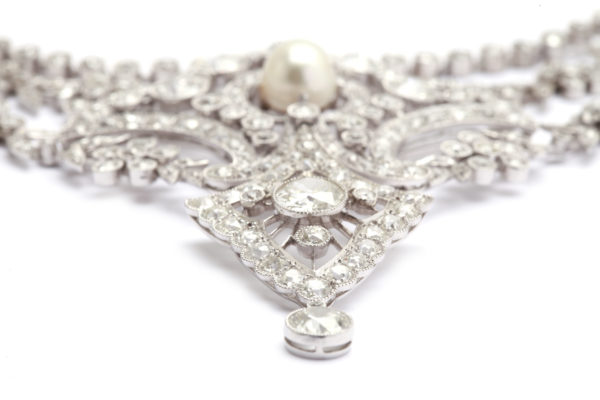 Belle Èpoque Diamonds & Natural Pearls Collier by Caillot & Peck - Image 3