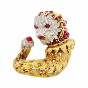 Ruby & Diamond Lion Brooch