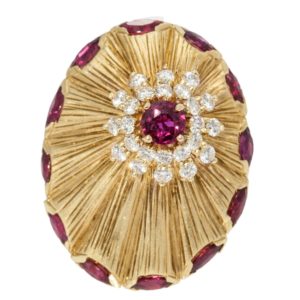 Ruby & Diamond Starship Cocktail Ring