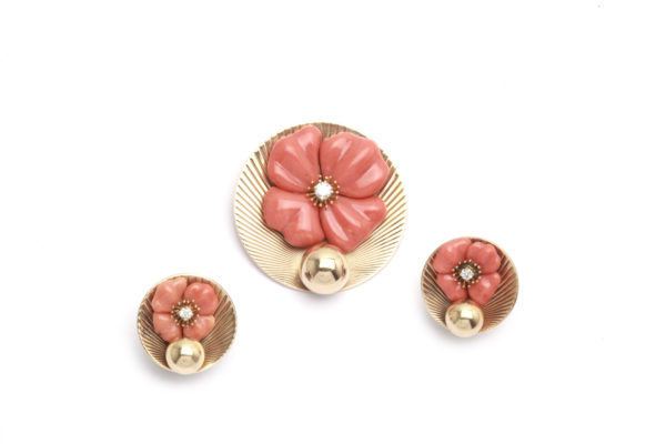 Tiffany Retro Coral & Gold Set