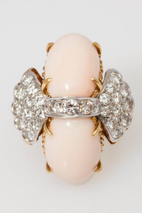 Coral Diamond Cocktail Ring - Image 4