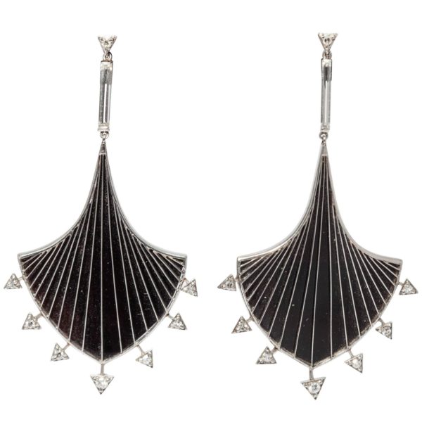 Art Deco Onyx & Diamond Geometrical Set
