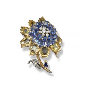 Exquisite Cartier Multicolor Sapphire Brooch