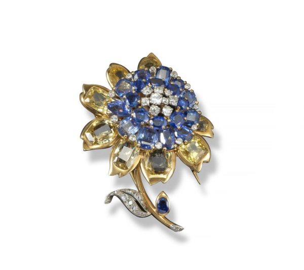 Exquisite Cartier Multicolor Sapphire Brooch