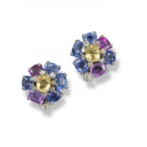 Cartier Multicolor Sapphire Ear Clips