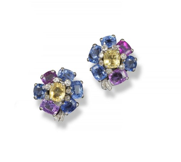 Cartier Multicolor Sapphire Ear Clips