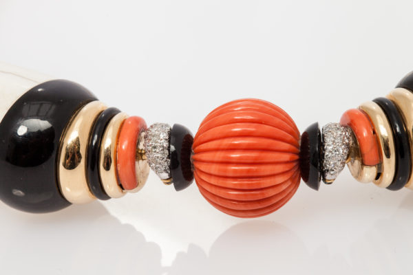 Coral Onyx Diamond Bone Gold Necklace - Image 3