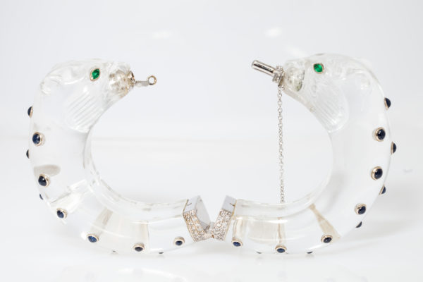 Rock Crystal Sapphire & Emerald Panther Bracelet - Image 6