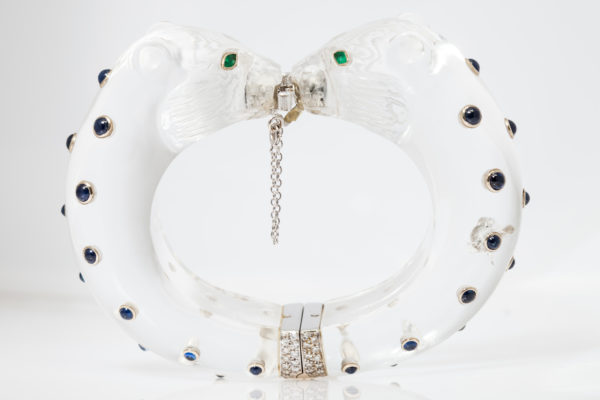 Rock Crystal Sapphire & Emerald Panther Bracelet - Image 7