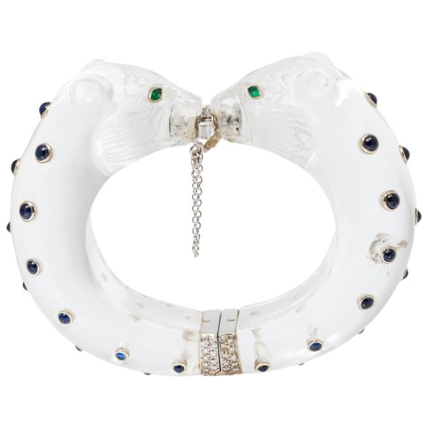 Rock Crystal Sapphire & Emerald Panther Bracelet