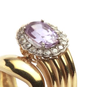 Pink Sapphire & Diamond Serpent Ring