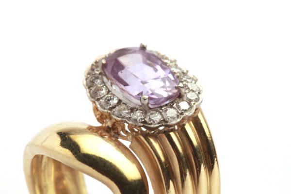 Pink Sapphire & Diamond Serpent Ring