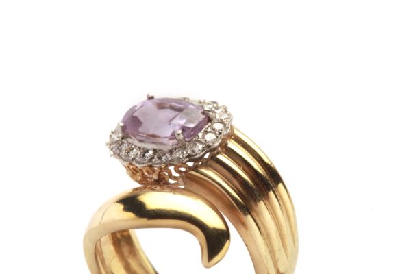 Pink Sapphire & Diamond Serpent Ring - Image 2