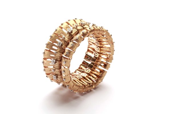 Italian Retro Gold and Diamond Bracelet