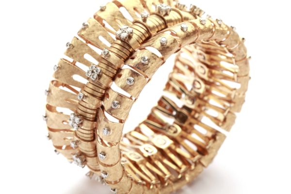Italian Retro Gold and Diamond Bracelet - Image 4