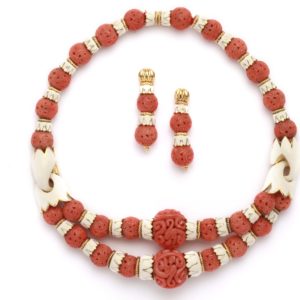 Iconic David Webb Coral and Enamel Set