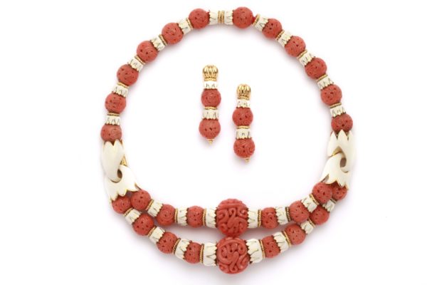 Iconic David Webb Coral and Enamel Set