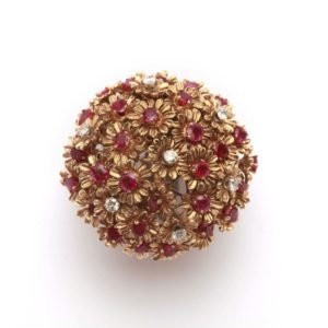 Floral Diamond & Ruby Cocktail Ring