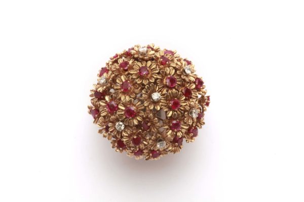Floral Diamond & Ruby Cocktail Ring