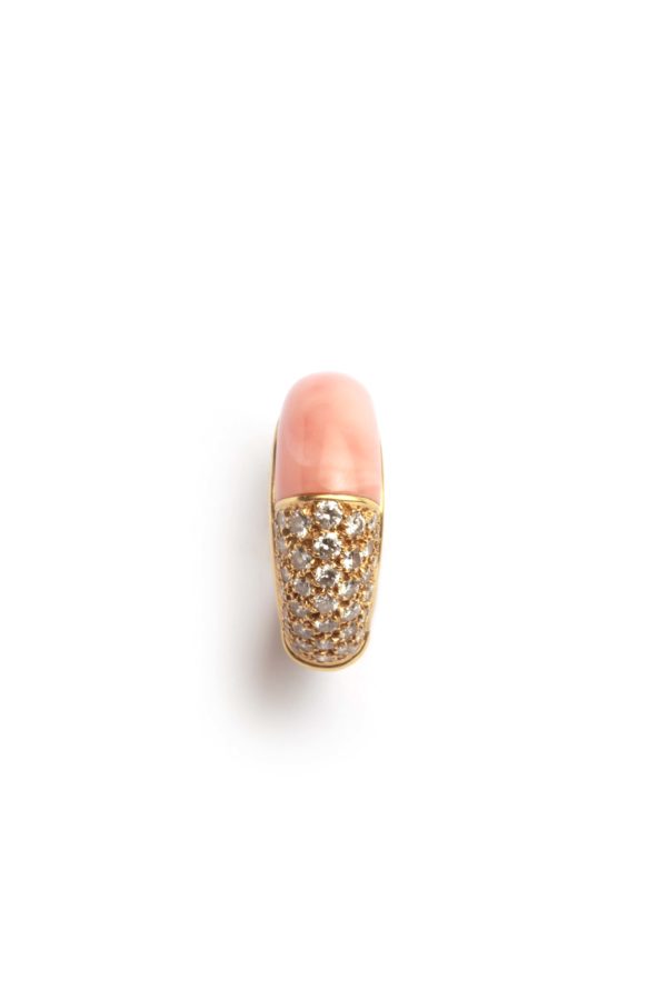 French Coral & Diamond Ring - Image 2