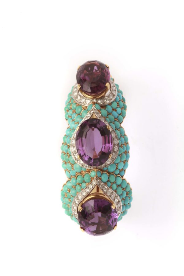 Sublime French Retro Amethyst & Turquoise Bracelet - Image 2